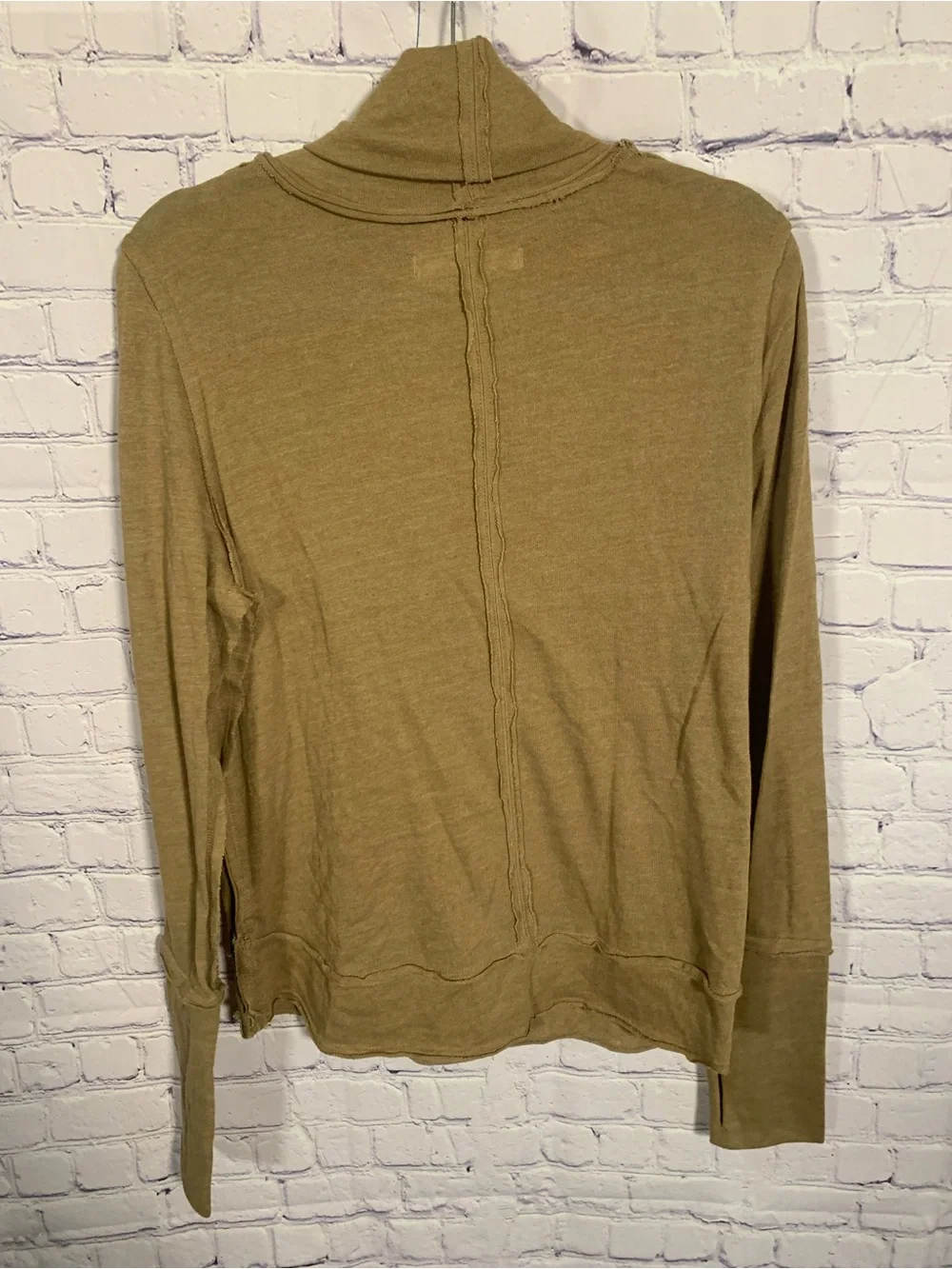 We the Free Womens Timmy Turtleneck Tan Size XL Grunge Military Oversized Casual